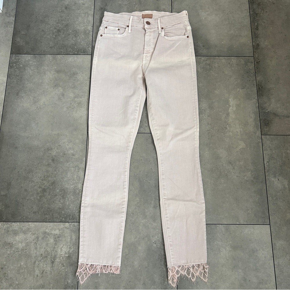 MOTHER high waisted looker dagger ankle fray pretty just strolled in the city 25